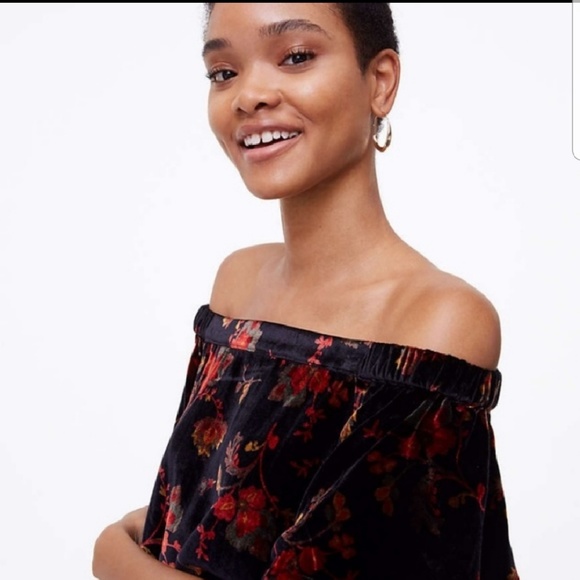 Loft Velvet Off the Shoulder Top - Picture 2 of 4